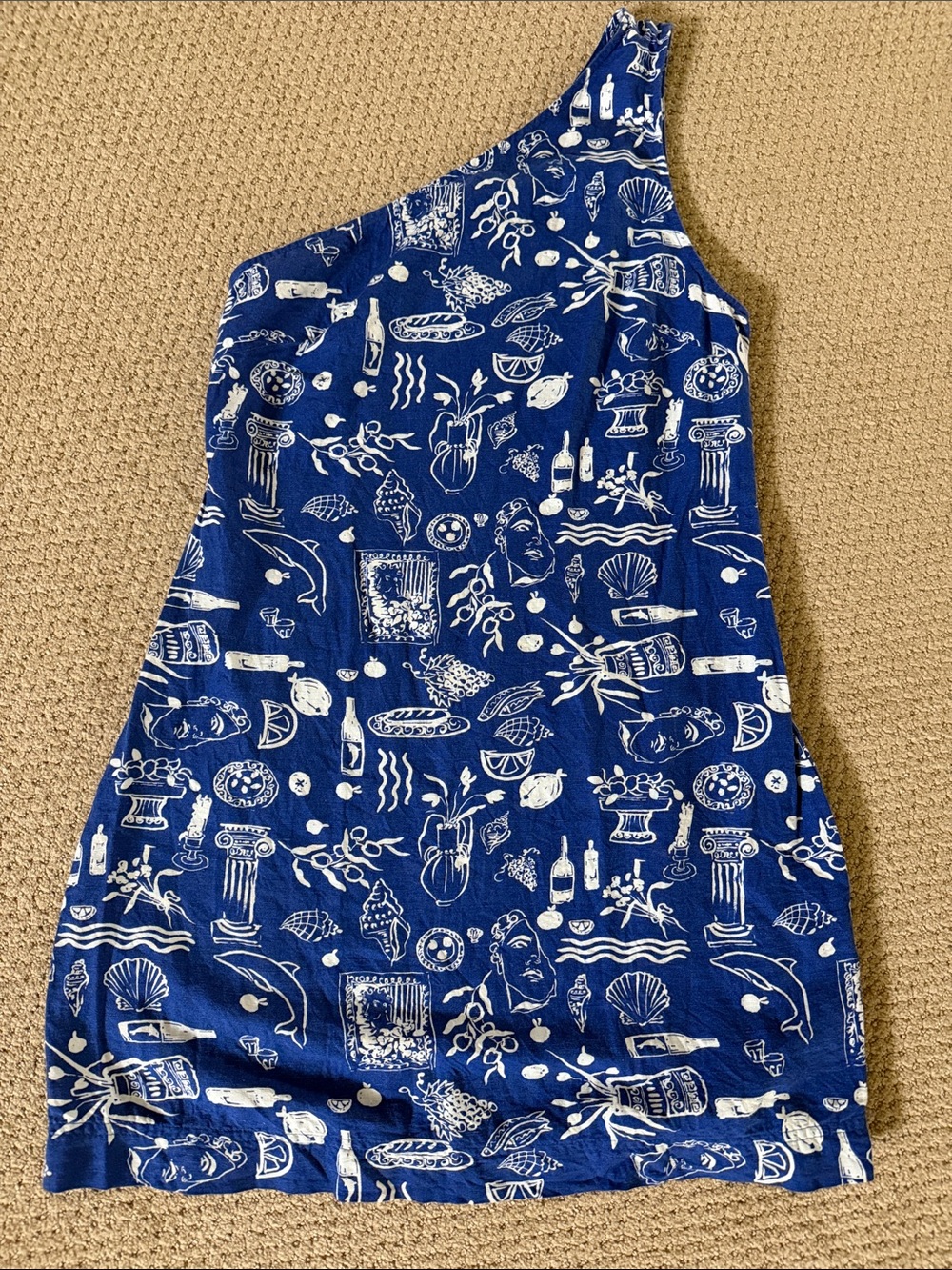 Madewell One-Shoulder Mini Dress in Navy and White